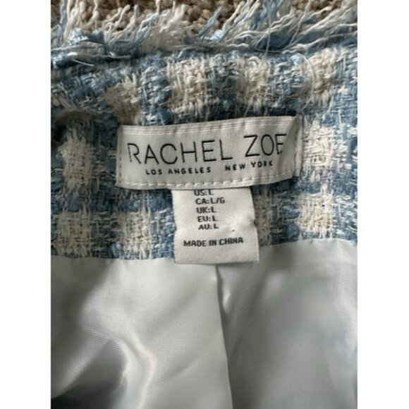 Richarl Zoe Women's Fringe-Trim Tweed Blazer gold button detail Size Large - Picture 7 of 12